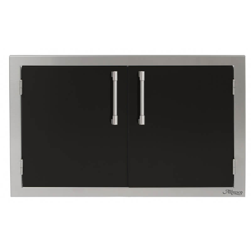 Alfresco 36 Inch Stainless Steel Double Sided Access Door With Marine Armour | Jet Black Gloss