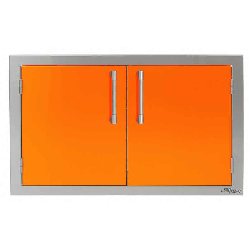 Alfresco 36 Inch Stainless Steel Double Sided Access Door With Marine Armour | Luminous Orange