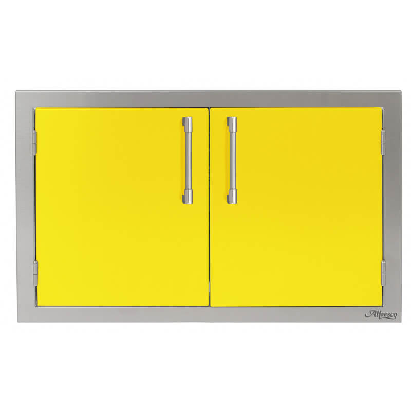 Alfresco 36 Inch Stainless Steel Double Sided Access Door With Marine Armour | Traffic Yellow