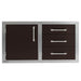Alfresco 42-Inch Stainless Steel Soft-Close Door & Triple Drawer Combo With Marine Armour | Jet Black Matte - Left Door