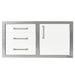 Alfresco 42-Inch Stainless Steel Soft-Close Door & Triple Drawer Combo With Marine Armour | Signal White Matte - Right Door