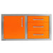 Alfresco 42-Inch Stainless Steel Soft-Close Door & Triple Drawer Combo With Marine Armour | Luminous Orange - Left Door