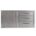 Alfresco 42-Inch Stainless Steel Soft-Close Door & Triple Drawer Combo With Marine Armour | Signal Gray - Left Door