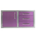 Alfresco 42-Inch Stainless Steel Soft-Close Door & Triple Drawer Combo | Blue Lilac - Left Door