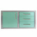 Alfresco 42-Inch Stainless Steel Soft-Close Door & Triple Drawer Combo | Light Green - Left Door