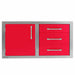 Alfresco 42-Inch Stainless Steel Soft-Close Door & Triple Drawer Combo | Raspberry Red - Left Door