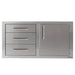Alfresco 42-Inch Stainless Steel Soft-Close Door & Triple Drawer Combo With Marine Armour | Signal Gray - Right Door