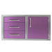 Alfresco 42-Inch Stainless Steel Soft-Close Door & Triple Drawer Combo | Blue Lilac - Right Door