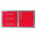 Alfresco 42-Inch Stainless Steel Soft-Close Door & Triple Drawer Combo | Raspberry Red - Right Door