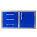 Alfresco 42-Inch Stainless Steel Soft-Close Door & Triple Drawer Combo | Ultramarine Blue - Right Door