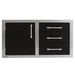 Alfresco 42-Inch Stainless Steel Soft-Close Door & Triple Drawer Combo With Marine Armour | Jet Black Gloss - Left Door