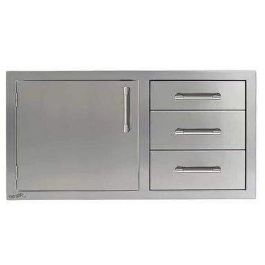 Alfresco 42-Inch Stainless Steel Soft-Close Door & Triple Drawer Combo With Marine Armour | Left Side Hinge