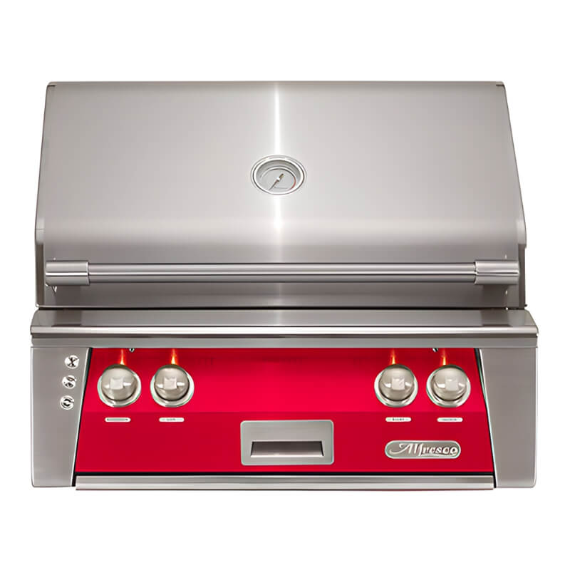 Alfresco ALXE 30-Inch Built-In Grill With Sear Zone And Rotisserie - ALXE-30SZ With Marine Armour | Raspberry Red