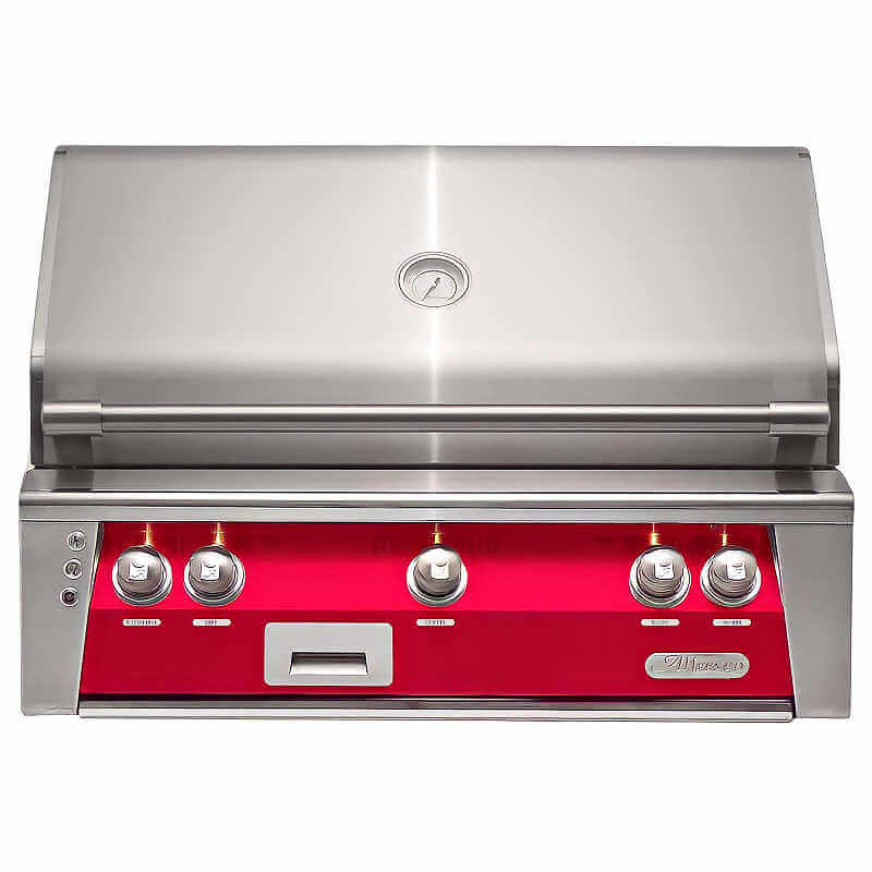 Alfresco ALXE 36-Inch Built-In Gas Grill With Sear Zone And Rotisserie With Marine Armour | Raspberry Red
