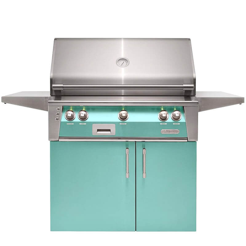 Alfresco ALXE 36-Inch Freestanding Gas Grill With Rotisserie | Light Green