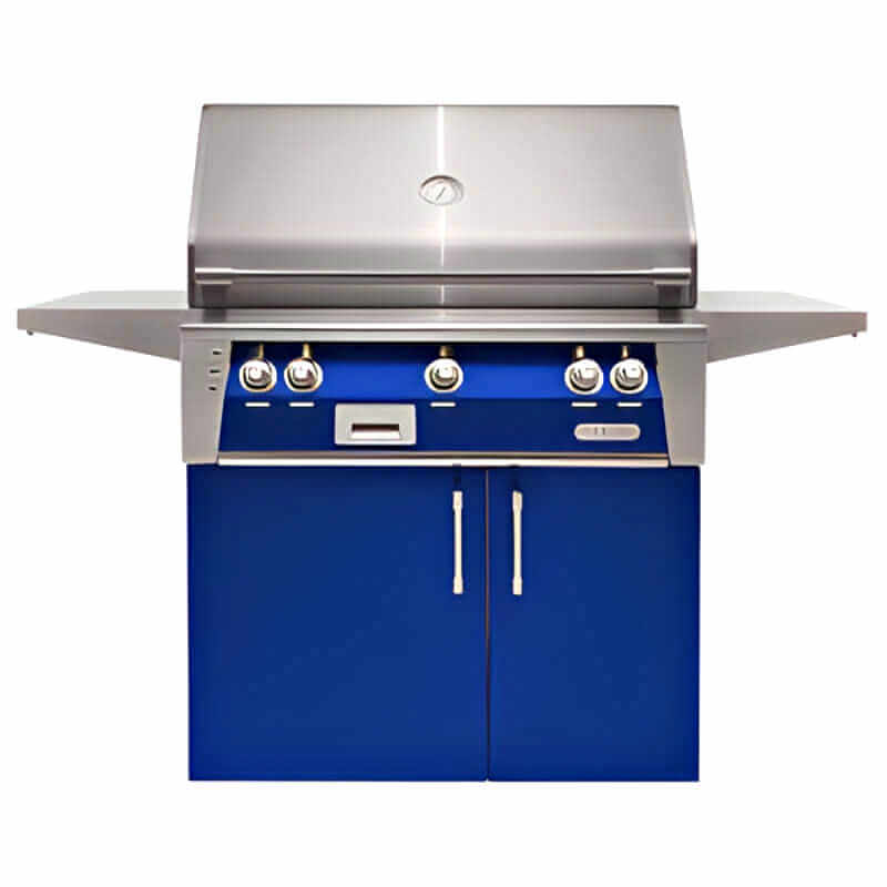 Alfresco ALXE 36-Inch Freestanding Gas Grill With Rotisserie | Ultramarine Blue