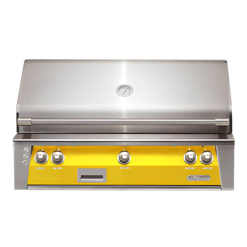 Alfresco 42-Inch Built-In Natural Gas Grill With Sear Zone And Rotisserie - ALXE-42SZ With Marine Armour | Traffic Yellow
