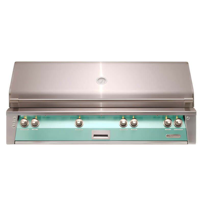 Alfresco ALXE 56-Inch Built-In Gas All Grill With Sear Zone And Rotisserie - ALXE-56SZ With Marine Armour | Light Green
