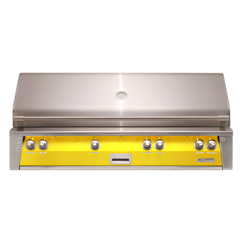 Alfresco ALXE 56-Inch Built-In Gas All Grill With Sear Zone And Rotisserie - ALXE-56SZ With Marine Armour | Traffic Yellow