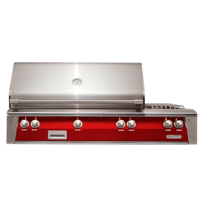 Alfresco ALXE 56-Inch Built-In Deluxe Grill With Rotisserie And Side Burner - ALXE-56 With Marine Armour | Carmine Red Built in