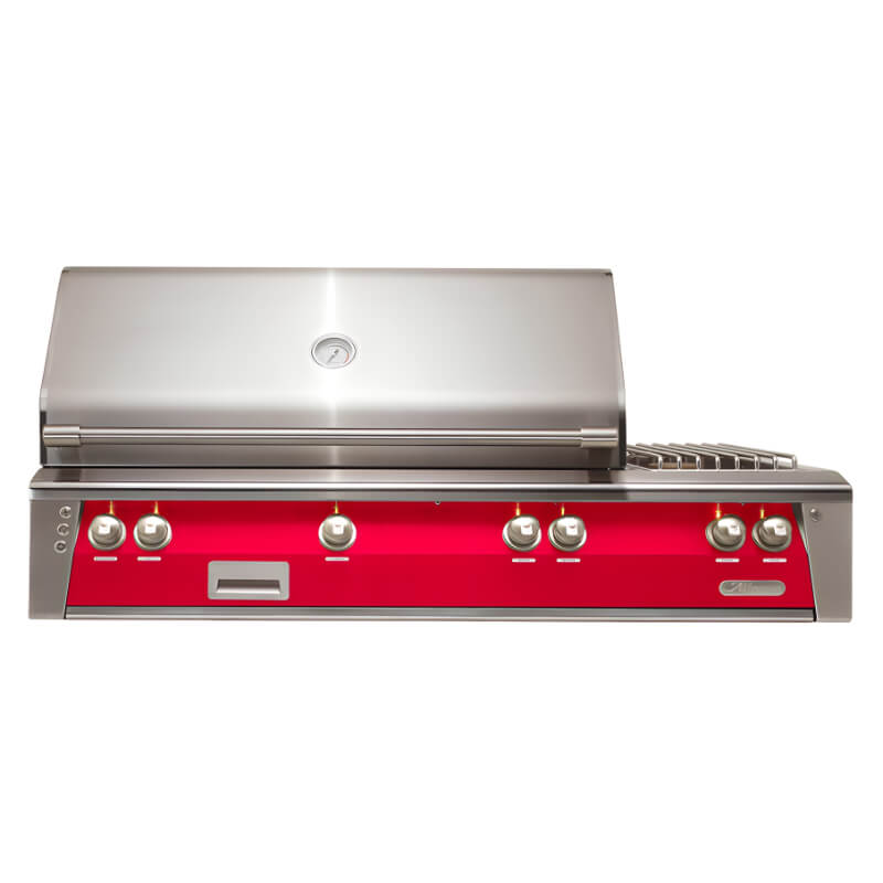 Alfresco ALXE 56-Inch Built-In Deluxe Grill With Rotisserie And Side Burner - ALXE-56 With Marine Armour | Raspberry Red