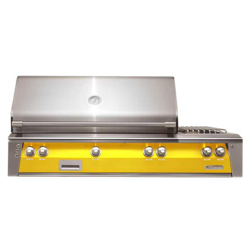 Alfresco ALXE 56-Inch Built-In Deluxe Grill With Rotisserie And Side Burner - ALXE-56 With Marine Armour | Traffic Yellow
