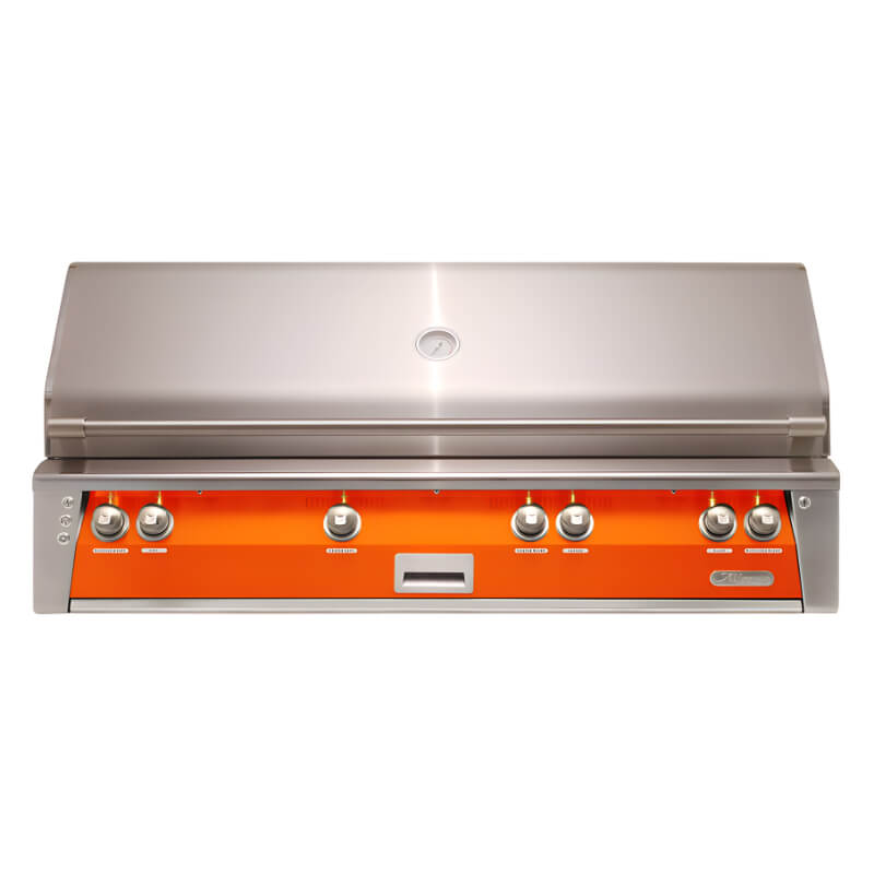 Alfresco ALXE 56-Inch Built-In Gas All Grill With Sear Zone And Rotisserie - ALXE-56SZ With Marine Armour | Luminous Orange