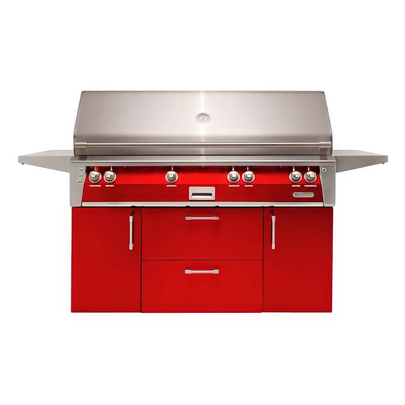Alfresco Grills ALXE-56BFGC-NG-S3002 Alfresco ALXE 56-Inch Freestanding Natural Gas All Grill With Sear Zone And Rotisserie | Carmine Red