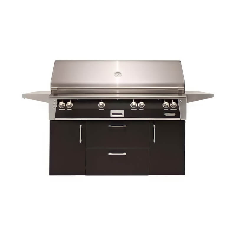 Alfresco Grills ALXE-56BFGC-NG-SM9005 Alfresco ALXE 56-Inch Freestanding Natural Gas All Grill With Sear Zone And Rotisserie | Jet Black Matte