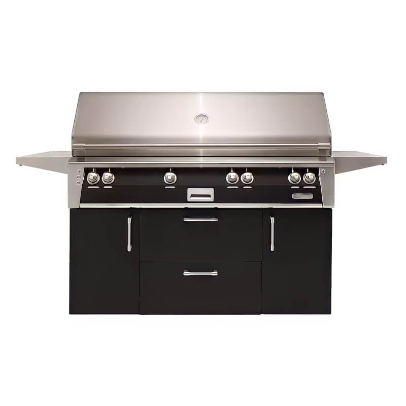 Alfresco Grills ALXE-56BFGC-NG-S9005 Alfresco ALXE 56-Inch Freestanding Natural Gas All Grill With Sear Zone And Rotisserie | Jet Black Gloss