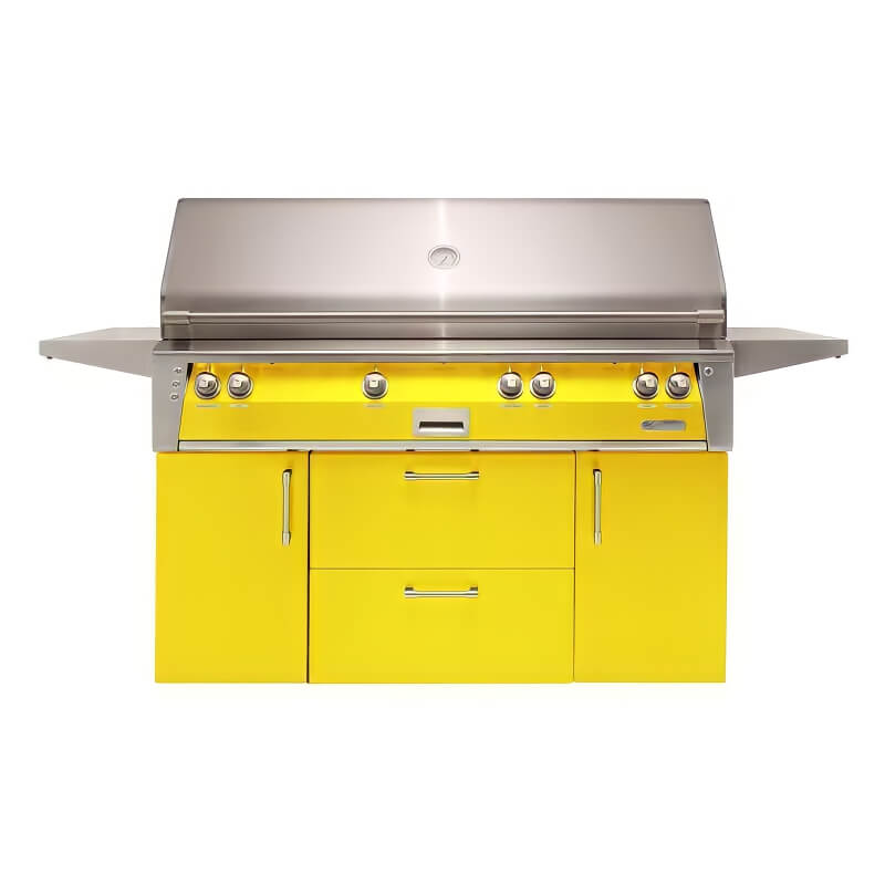 Alfresco Grills ALXE-56BFGC-NG-S1023 Alfresco ALXE 56-Inch Freestanding Natural Gas All Grill With Sear Zone And Rotisserie | Traffic Yellow