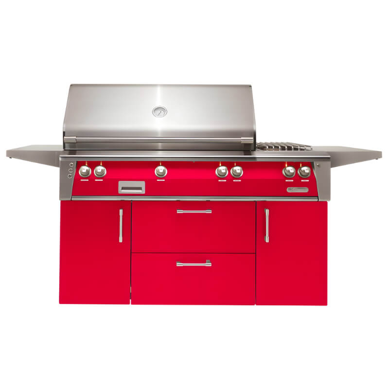 Alfresco ALXE 56" Standard All Grill W/ Cart With Marine Armour | In Carmine Red