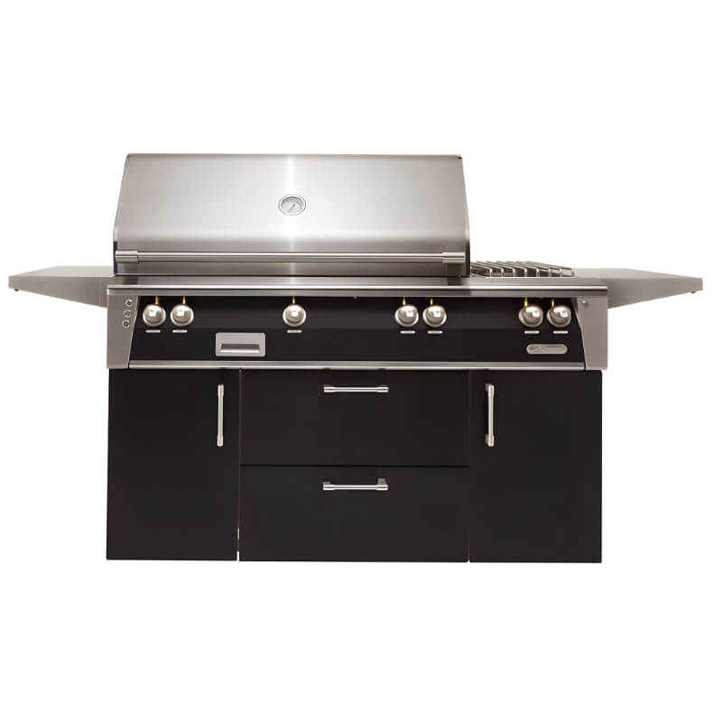 Alfresco ALXE 56-Inch Freestanding Gas Deluxe Grill With Rotisserie, And Side Burner | Black