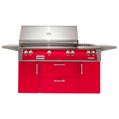 Alfresco ALXE 56-Inch Freestanding Gas Deluxe Grill With Rotisserie, And Side Burner | Raspberry Red