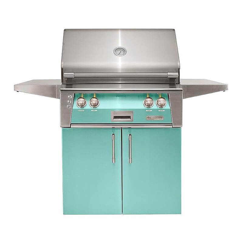 Alfresco ALXE 30-Inch Freestanding Gas Grill with Rotisserie With Marine Armour | Light Green
