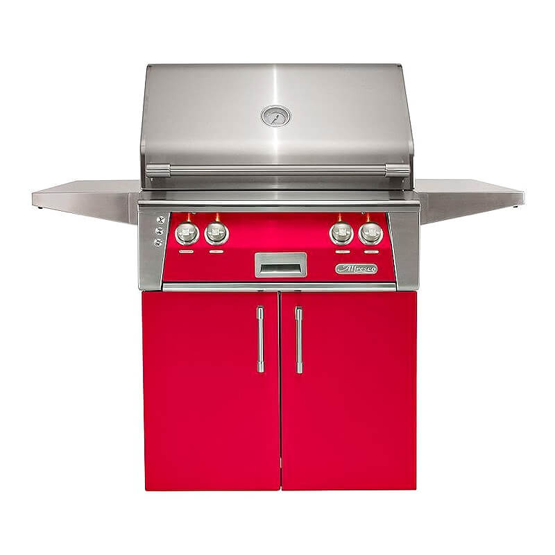 Alfresco ALXE 30-Inch Freestanding Gas Grill with Rotisserie With Marine Armour | Raspberry Red