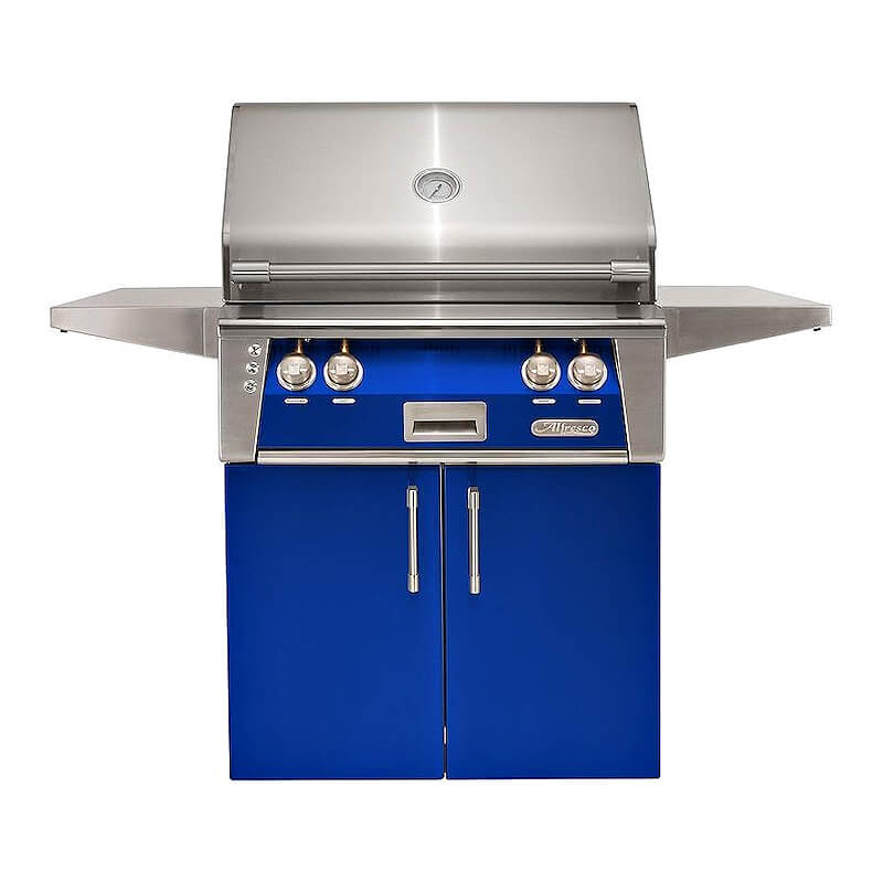 Alfresco ALXE 30-Inch Freestanding Gas Grill with Rotisserie With Marine Armour | Ultramarine Blue