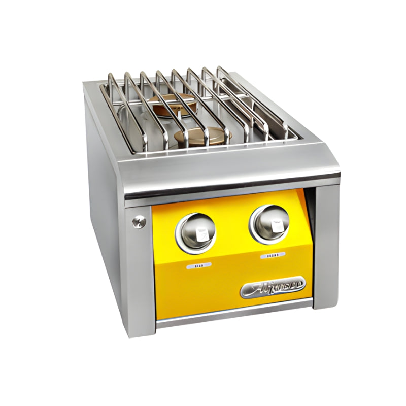 Alfresco Built-In Double Side Burner With Marine Armour | Traffic Yellow