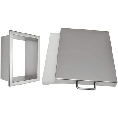 American Made Grills 14x10" Trash Chute & Cutting Board W/ Lid | Stainless Steel Construction