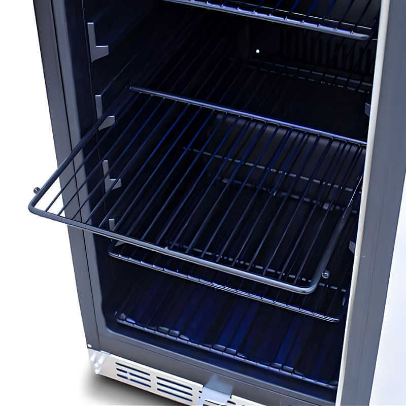 American Made Grills 15 Inch 3.2 Cu. Ft. Outdoor Refrigerator With Glass Door | Wire Rack Removable Shelves