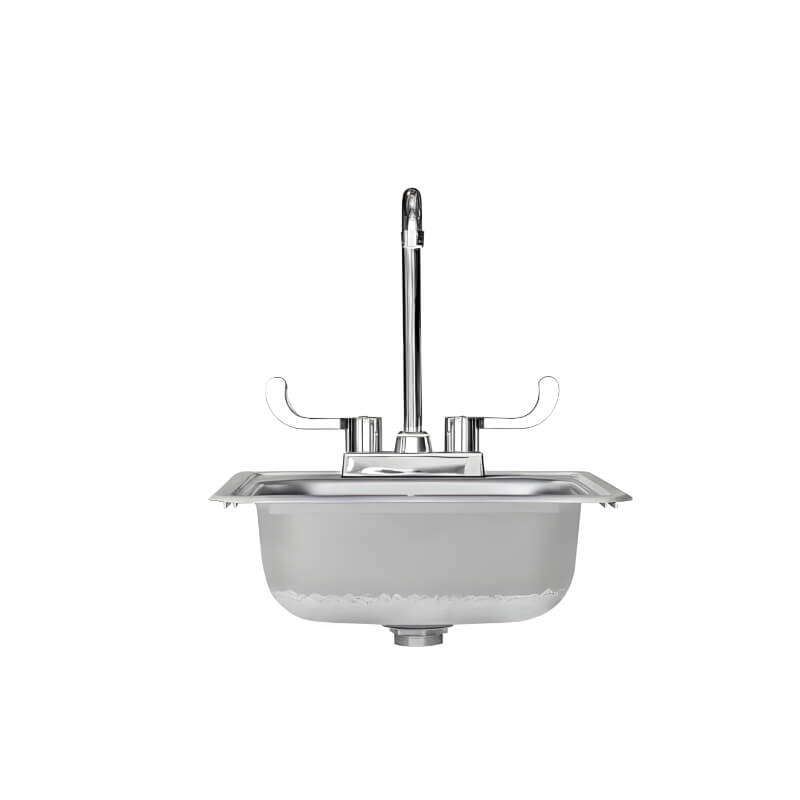 American Made Grills 15-Inch x 15-Inch Drop-in Sink | Hot and Cold Faucet