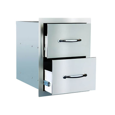 American Made Grills 17-Inch Stainless Steel Flush Mount Double Drawer | Self-Closing Drawer Glides