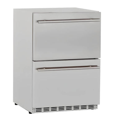 American Made Grills 24-Inch 5.3 Cu. Ft. Outdoor Rated Two Drawer Refrigerator | Angled View