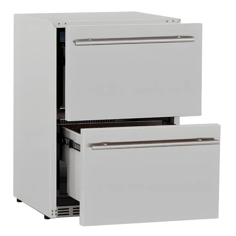 American Made Grills 24-Inch 5.3 Cu. Ft. Outdoor Rated Two Drawer Refrigerator | Dual Drawers