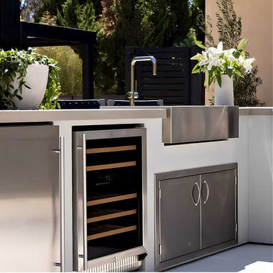 American Made Grills 32 Inch Outdoor Rated Farmhouse Sink | In Outdoor Kitchen