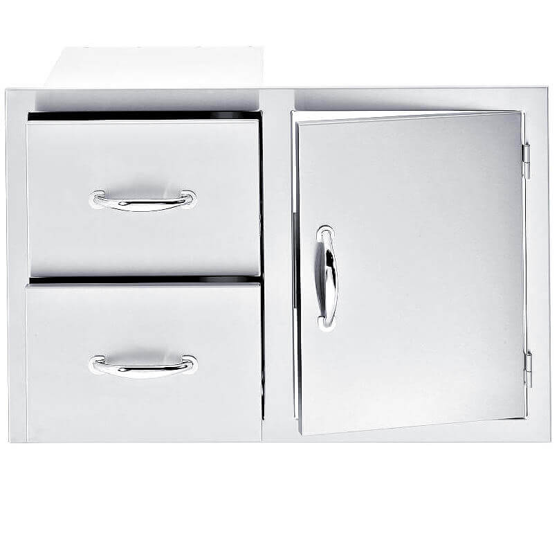 American Made Grills 36 Inch Flush Mount 2 Drawer & Access Door Combo | 304 Stainless Steel Construction