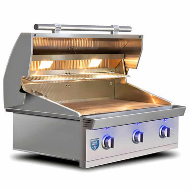 American Made Grills Atlas 36 Inch Built In Gas Grill | Angled View with Built-in Lights