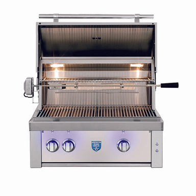 American Made Grills Estate 30 Inch Built In Grill | Opened Grill Hood