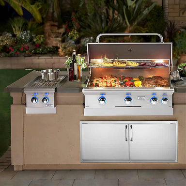 American Outdoor Grill L-Series Built-In Double Side Burner | Installed in Grill Island Countertop