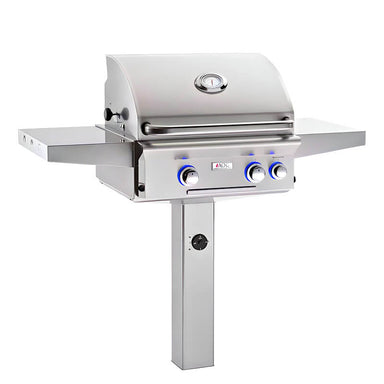 American Outdoor Grill 24 Inch 2 Burner In-Ground Post L Series Gas Grill with Rotisserie Kit & Infrared Back Burner